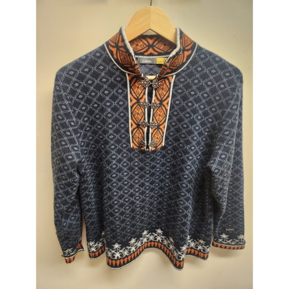 Cabelas Womens Nordic Knit Pullover Sweater Large Button Accent Collared - Picture 1 of 2